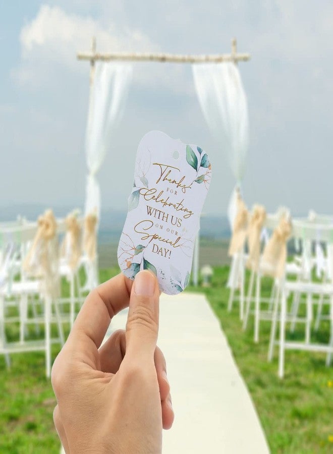 Summer-Ray.com Summer-Ray 50pcs White Thank You for Celebrating with Us on Our Special Day Tags Wedding Bridal Shower Favors Gift Tags with Floral Theme (White (I)) - Image 2